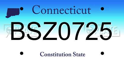 BSZ0725 Connecticut License Plate