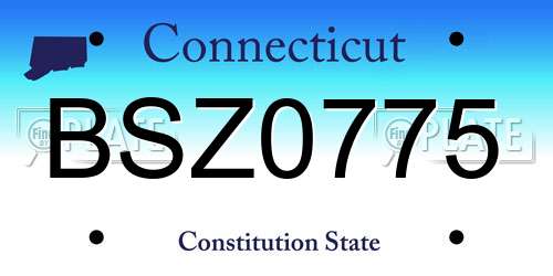 BSZ0775 Connecticut License Plate