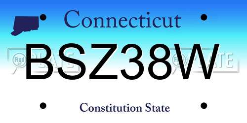 BSZ38W Connecticut License Plate
