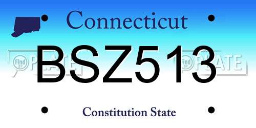BSZ513 Connecticut License Plate