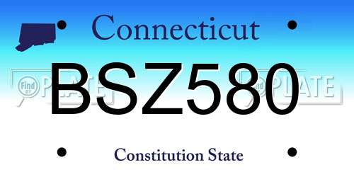 BSZ580 Connecticut License Plate