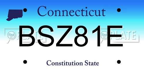 BSZ81E Connecticut License Plate
