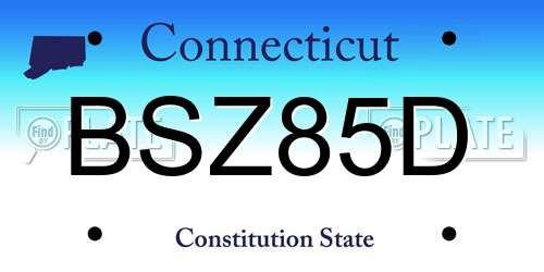 BSZ85D Connecticut License Plate