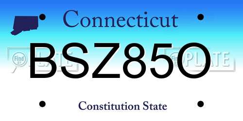 BSZ85O Connecticut License Plate