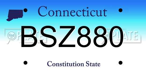 BSZ880 Connecticut License Plate