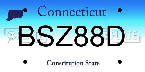 BSZ88D Connecticut License Plate