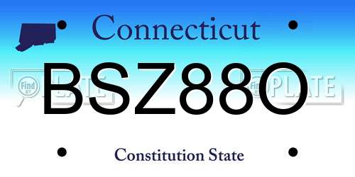 BSZ88O Connecticut License Plate