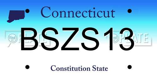 BSZS13 Connecticut License Plate