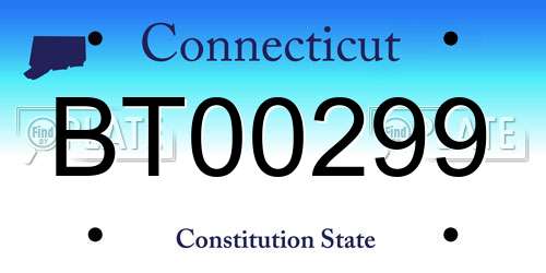 BT00299 Connecticut License Plate