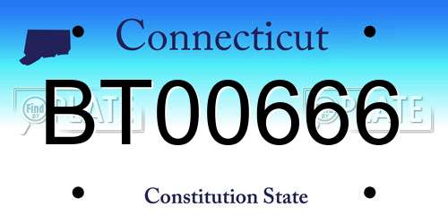 BT00666 Connecticut License Plate