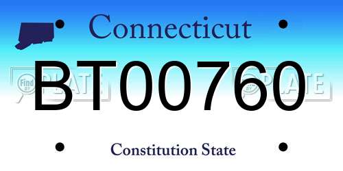 BT00760 Connecticut License Plate