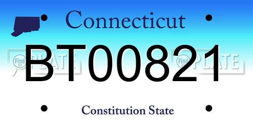 BT00821 Connecticut License Plate