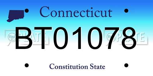 BT01078 Connecticut License Plate