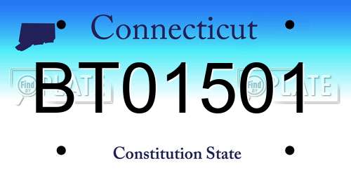 BT01501 Connecticut License Plate