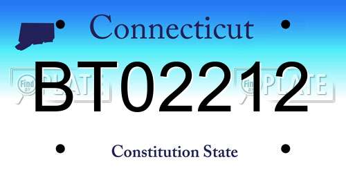 BT02212 Connecticut License Plate