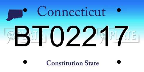BT02217 Connecticut License Plate