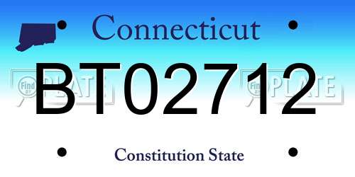 BT02712 Connecticut License Plate
