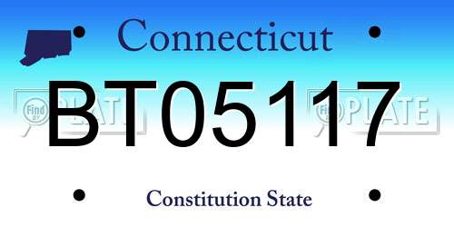 BT05117 Connecticut License Plate