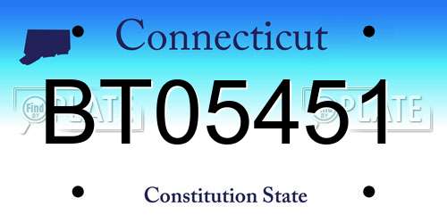 BT05451 Connecticut License Plate