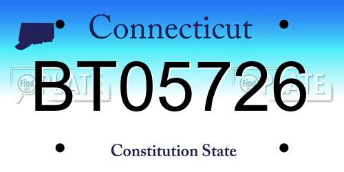 BT05726 Connecticut License Plate