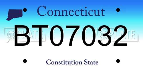 BT07032 Connecticut License Plate