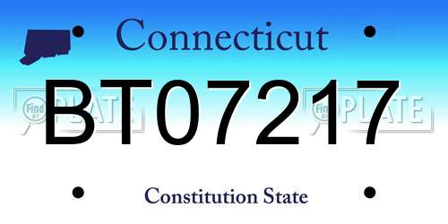BT07217 Connecticut License Plate
