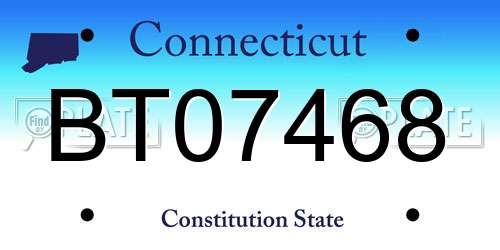 BT07468 Connecticut License Plate