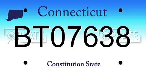 BT07638 Connecticut License Plate