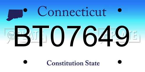 BT07649 Connecticut License Plate