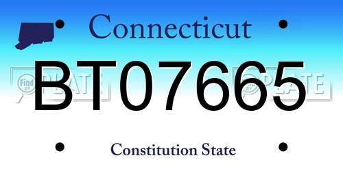 BT07665 Connecticut License Plate