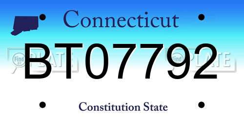 BT07792 Connecticut License Plate