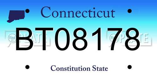 BT08178 Connecticut License Plate