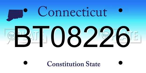 BT08226 Connecticut License Plate