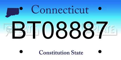 BT08887 Connecticut License Plate