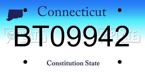 BT09942 Connecticut License Plate
