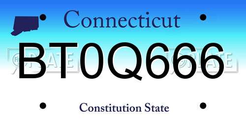 BT0Q666 Connecticut License Plate