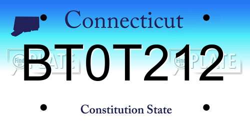 BT0T212 Connecticut License Plate