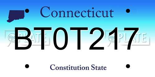 BT0T217 Connecticut License Plate
