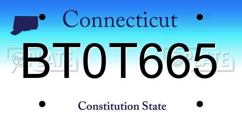BT0T665 Connecticut License Plate