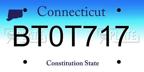 BT0T717 Connecticut License Plate