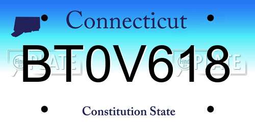 BT0V618 Connecticut License Plate