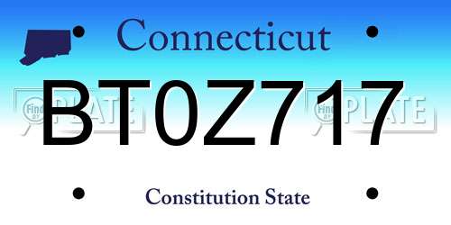 BT0Z717 Connecticut License Plate