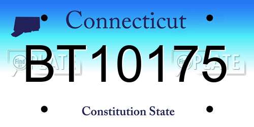 BT10175 Connecticut License Plate