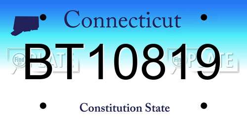 BT10819 Connecticut License Plate