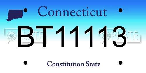 BT11113 Connecticut License Plate