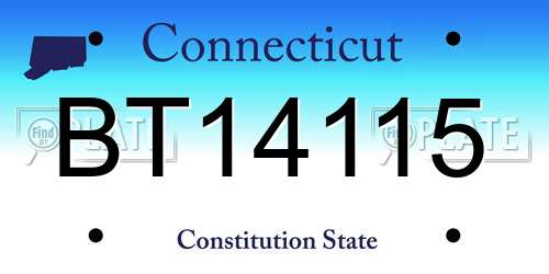 BT14115 Connecticut License Plate