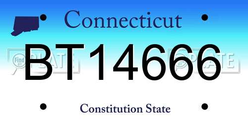 BT14666 Connecticut License Plate