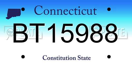 BT15988 Connecticut License Plate