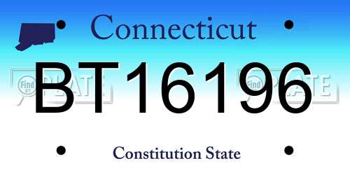 BT16196 Connecticut License Plate