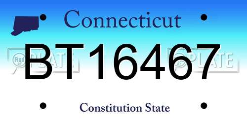BT16467 Connecticut License Plate